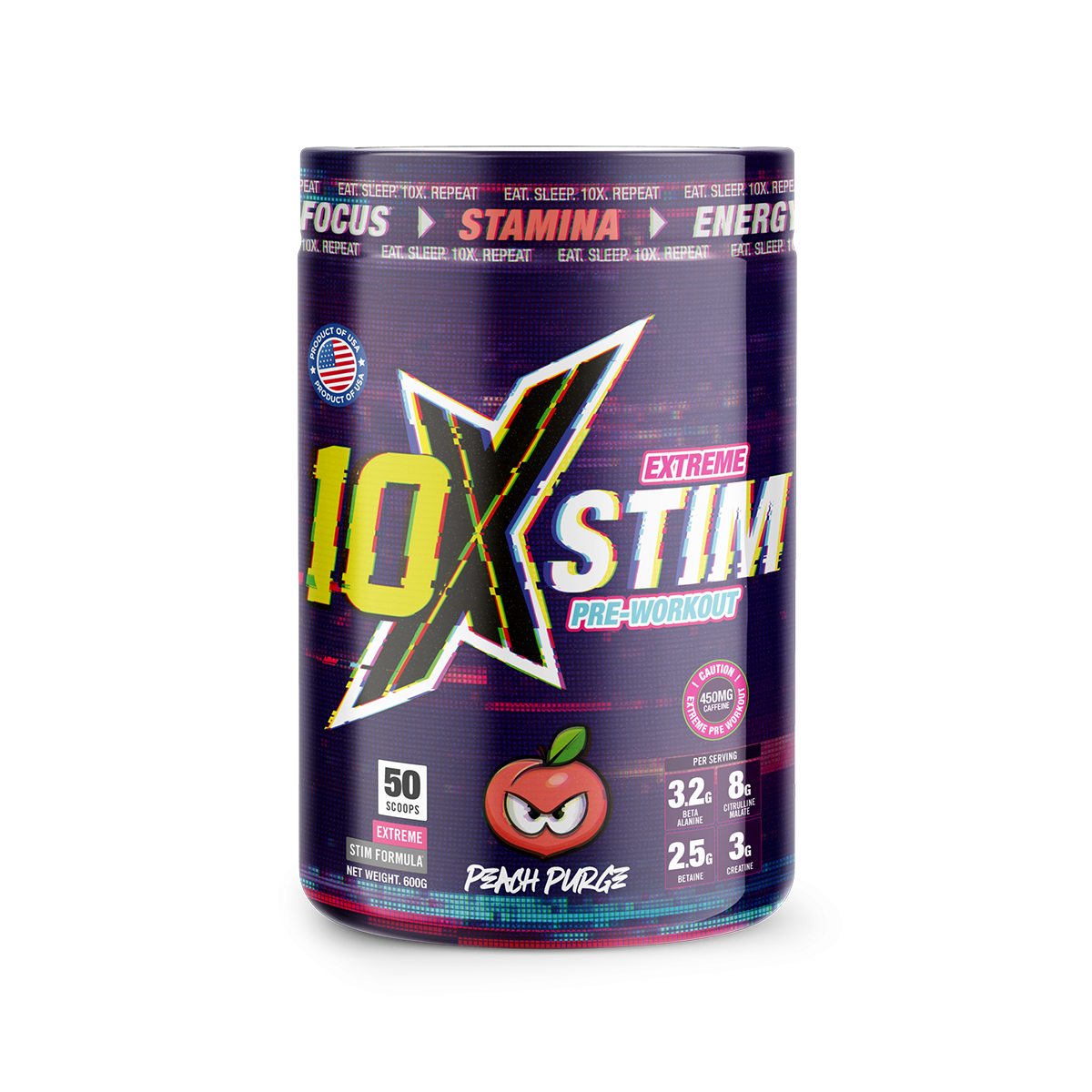10X Athletic STIM 600g Peach Purge