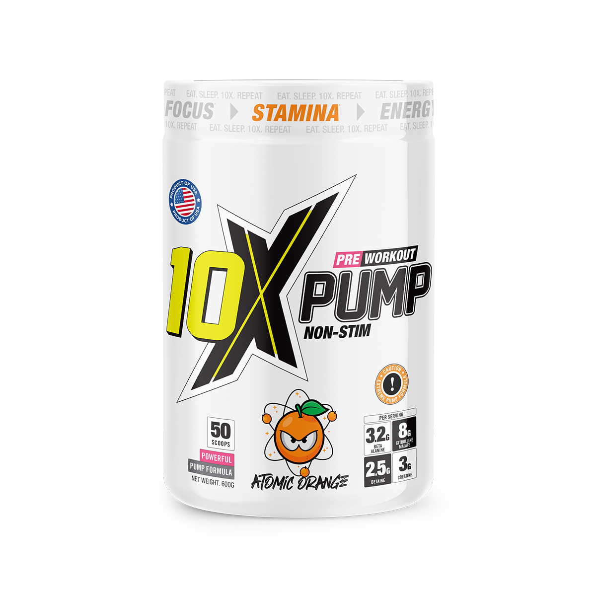 10X Athletic PUMP 600g Atomic Orange