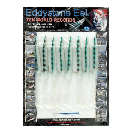 EDDYSTONE 190mm EELS PEARL/GREEN MACKEREL (1 CARD)