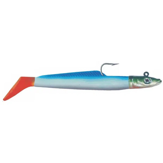 EDDYJELLY JIG EEL WHITE/BLUE FIRE TAIL (1 PER PACKET)
